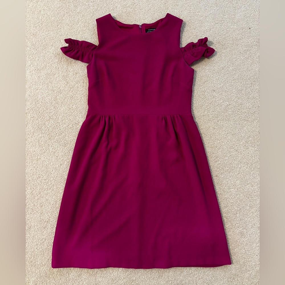 Tahari Elegant Magenta Cold Shoulder Dress Size 10